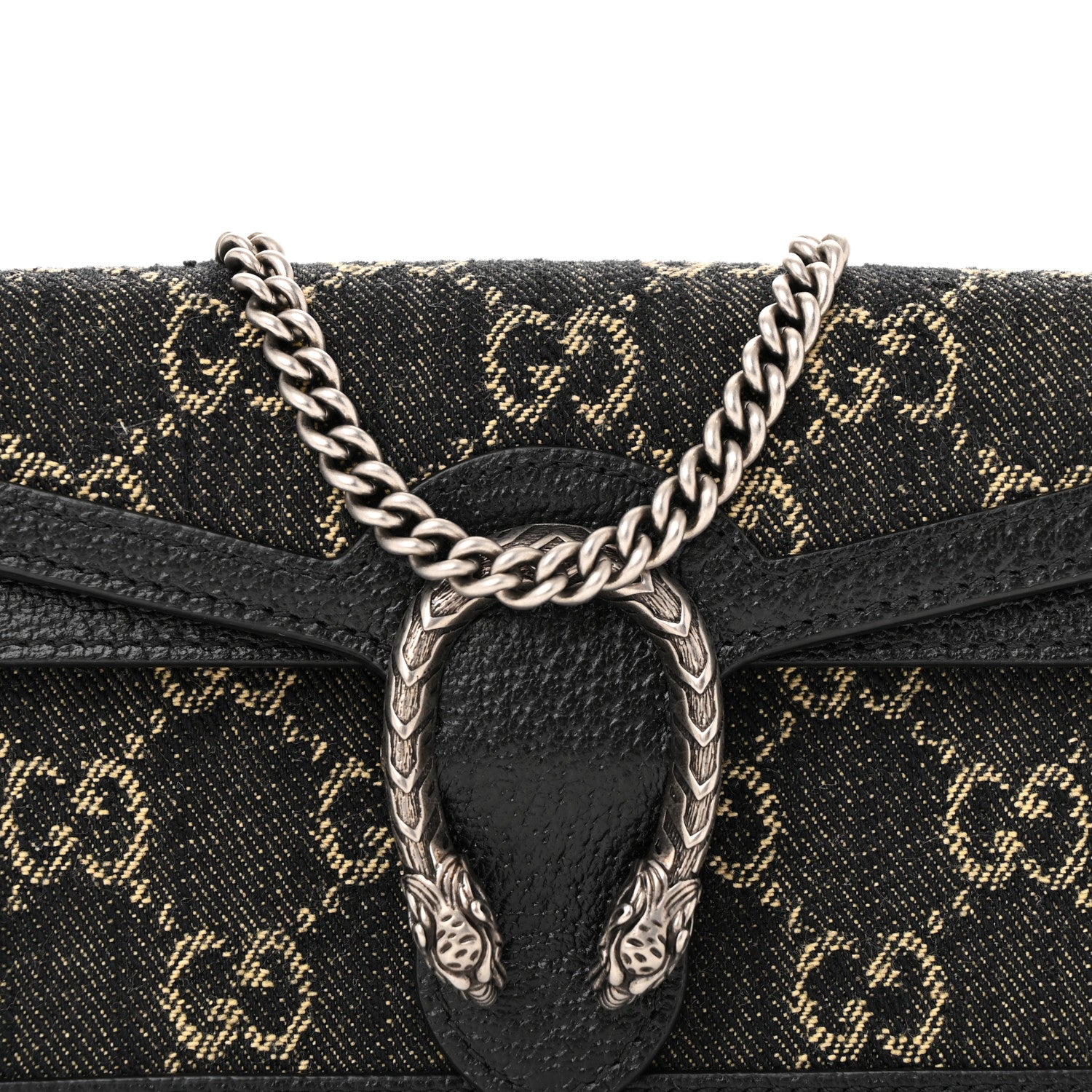 Gucci Jacquard Black Denim GG Monogram Super Mini Dionysus Shoulder Bag Black Ivory 7 of 10