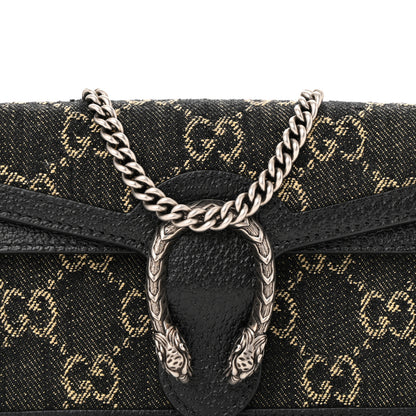 Gucci Jacquard Black Denim GG Monogram Super Mini Dionysus Shoulder Bag Black Ivory 7 of 10
