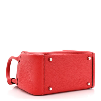 Hermes Taurillon Clemence Mini Lindy 20 Rouge Radieux 4 of 11
