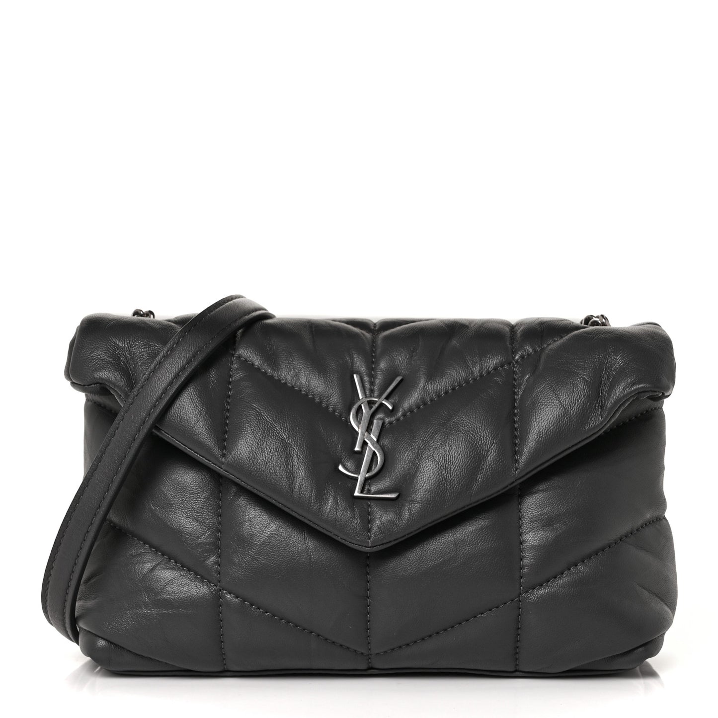 Lambskin Quilted Toy Loulou Puffer Monogram Chain Satchel Storm