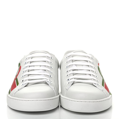 Gucci Calfskin Interlocking G Mens New Ace Sneakers 9 White Red Flame Green 2 of 8