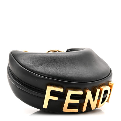 Fendi Vitello Grace Matte Nano Fendigraphy Hobo Charm Black 4 of 10