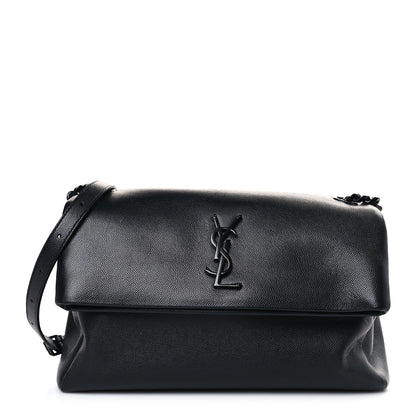 Saint Laurent Grain De Poudre Medium West Hollywood Monogram Fold-Over Black 1 of 9