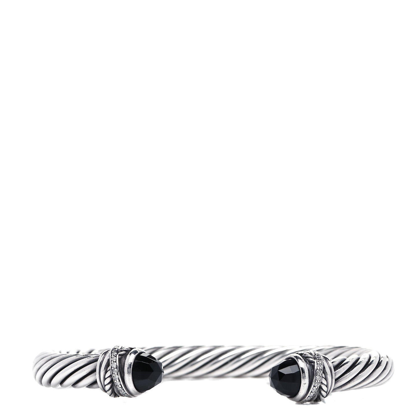 Sterling Silver Diamond Black Onyx 7mm Cable Classics Crossover Bracelet