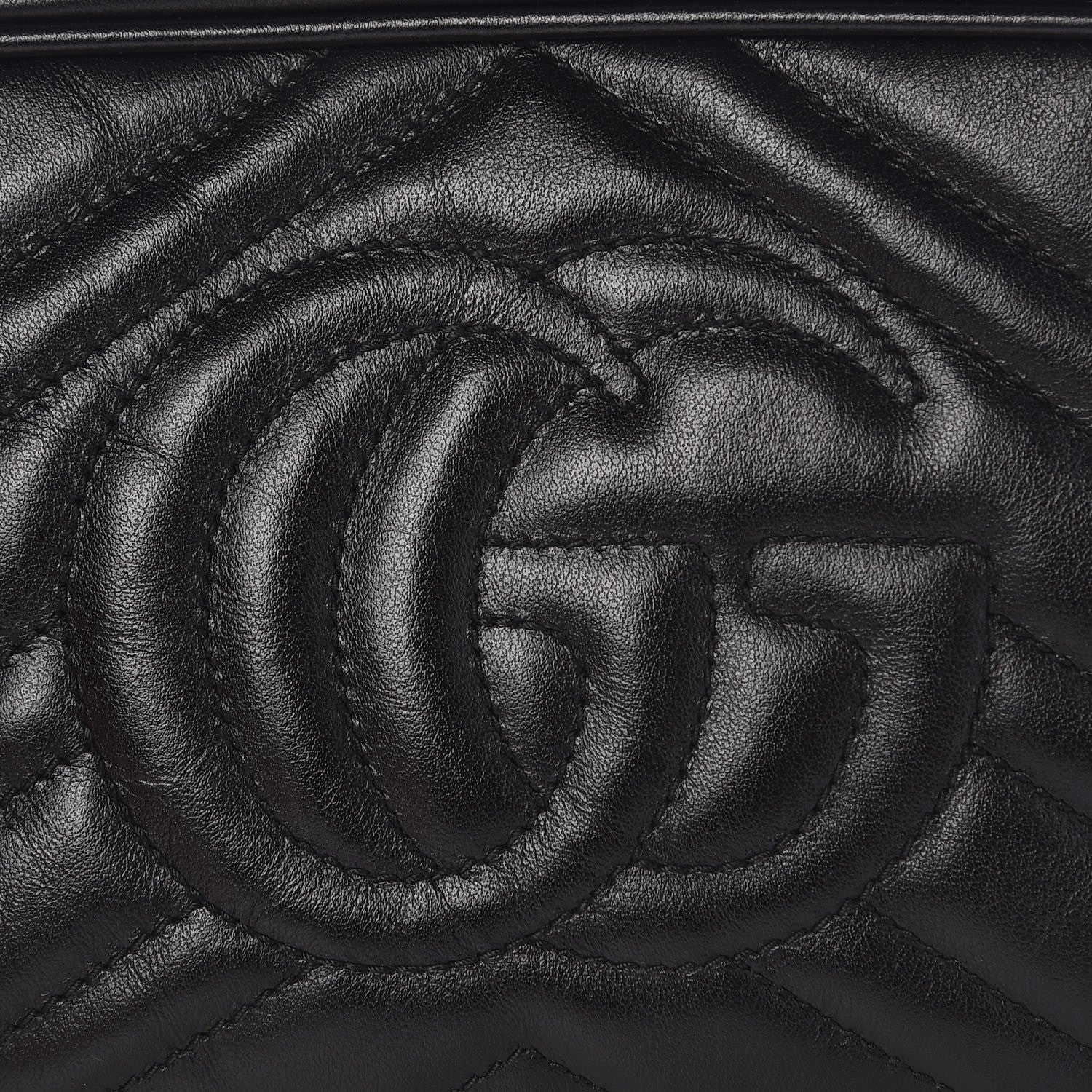 Gucci Calfskin Matelasse Mini GG Marmont Chain Shoulder Bag Black 8 of 9