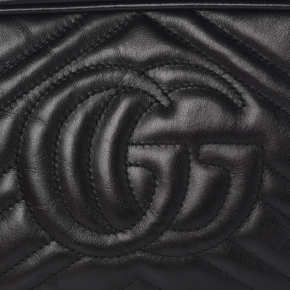 Gucci Calfskin Matelasse Mini GG Marmont Chain Shoulder Bag Black 8 of 9