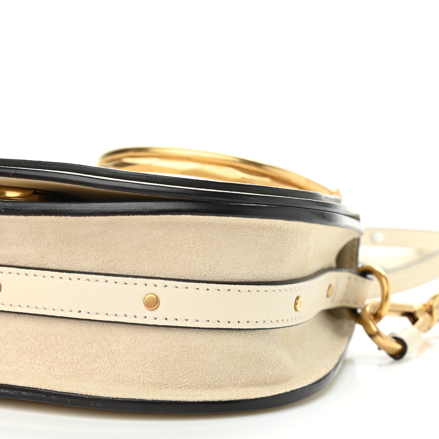 Chloe Calfskin Suede Small Nile Bracelet Bag Off White 10 of 14