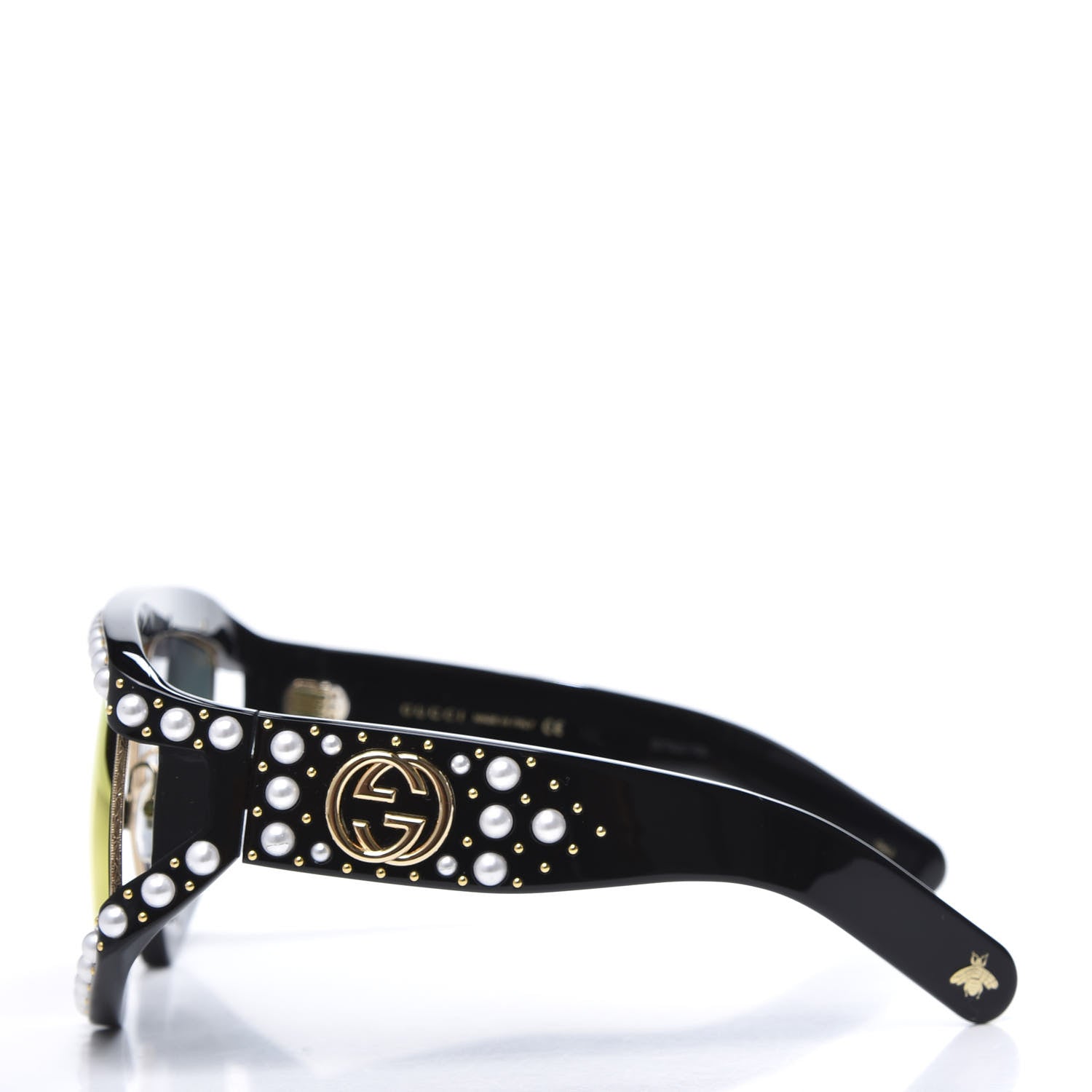 Gucci Acetate Pearl Rectangular Frame Sunglasses GG0234S Black Orange 3 of 7