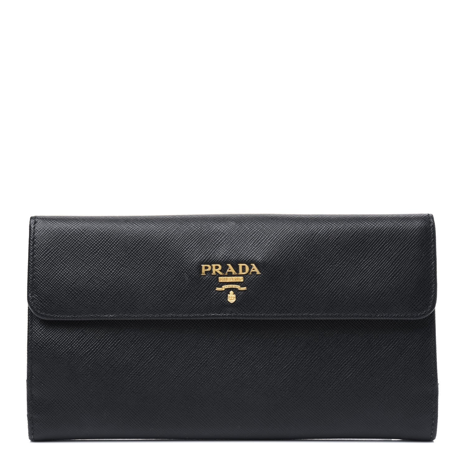 Prada Saffiano Metal Continental Flap Wallet Black 1 of 4