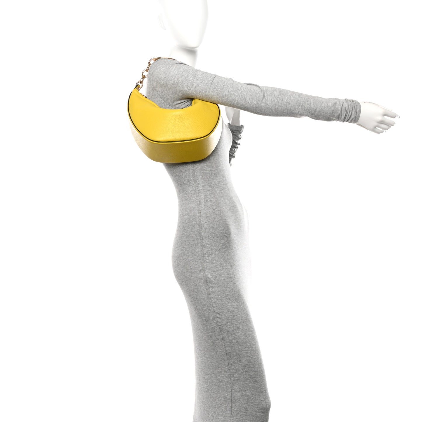 Grainy Calfskin Small Vlogo Moon Hobo Bag Cedar Yellow