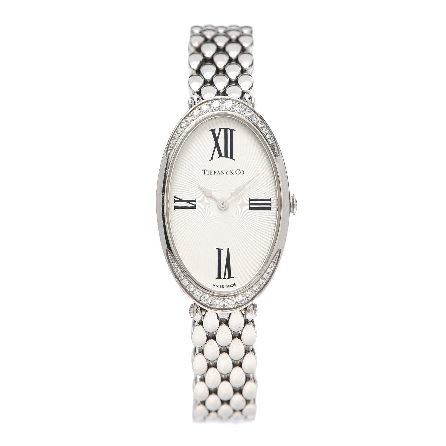 Tiffany Stainless Steel Diamond 21mm 2-Hand Cocktail Quartz Watch 1 of 6