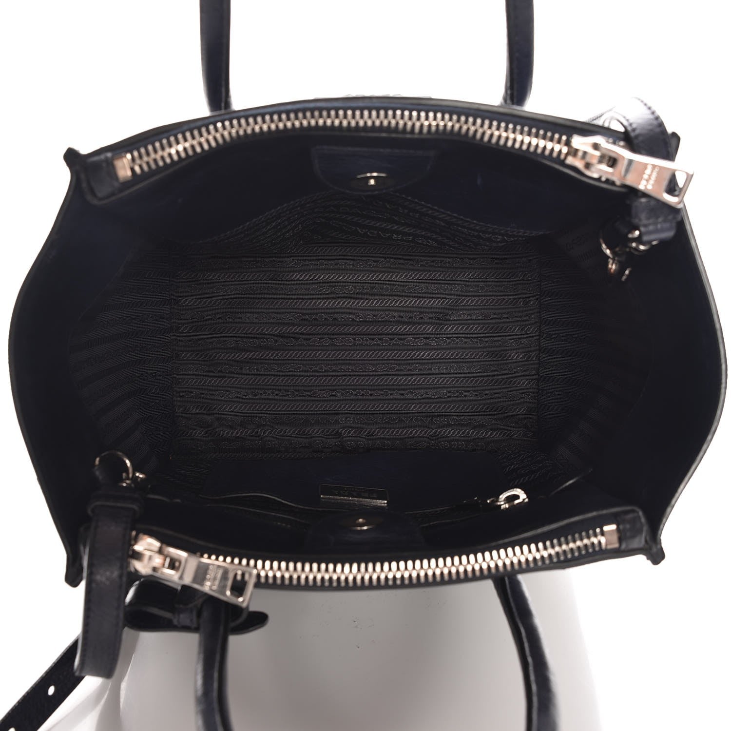 Prada Glace Calf Small Twin Pocket Tote Baltico 6 of 8