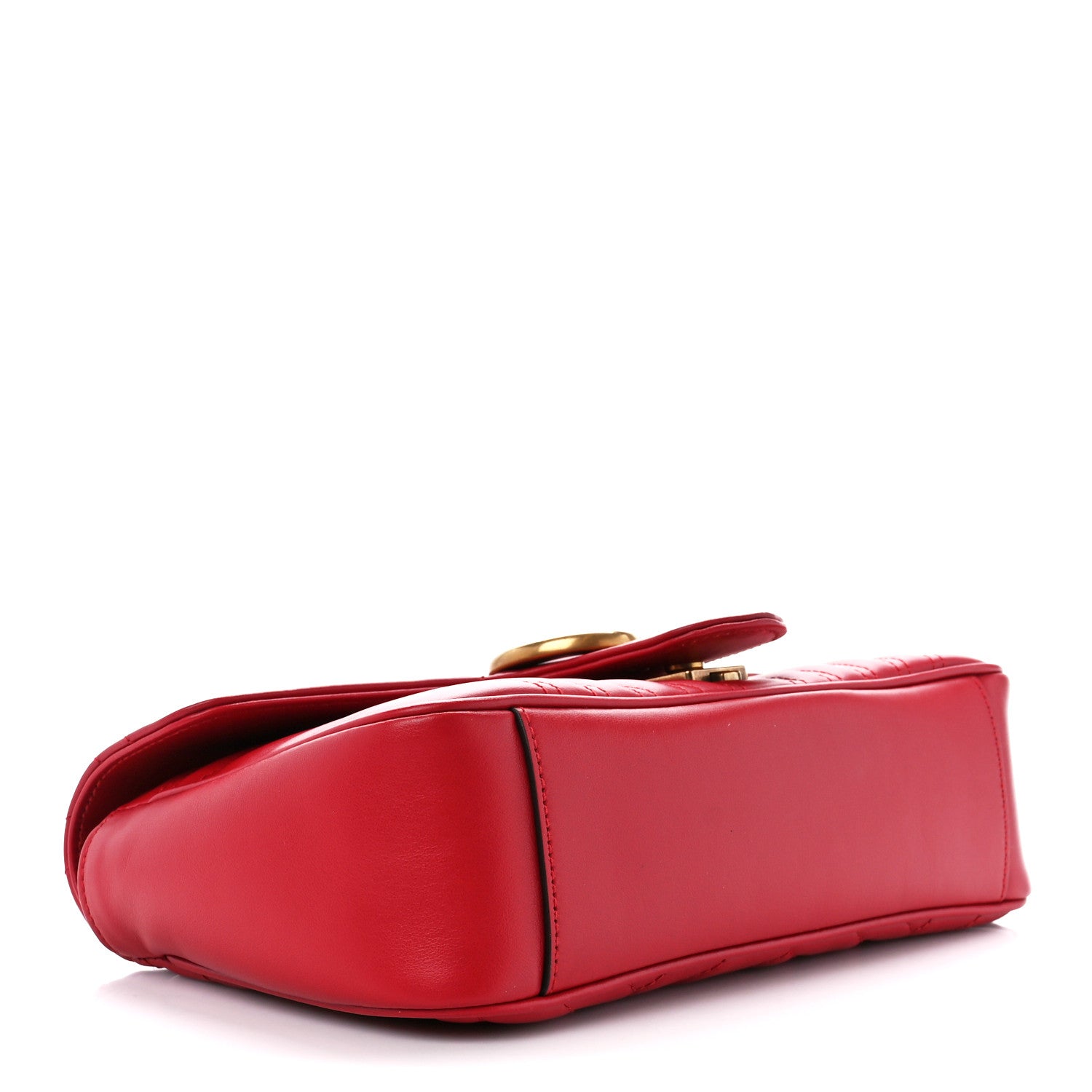 Gucci Calfskin Matelasse Small GG Marmont Shoulder Bag Hibiscus Red 4 of 11