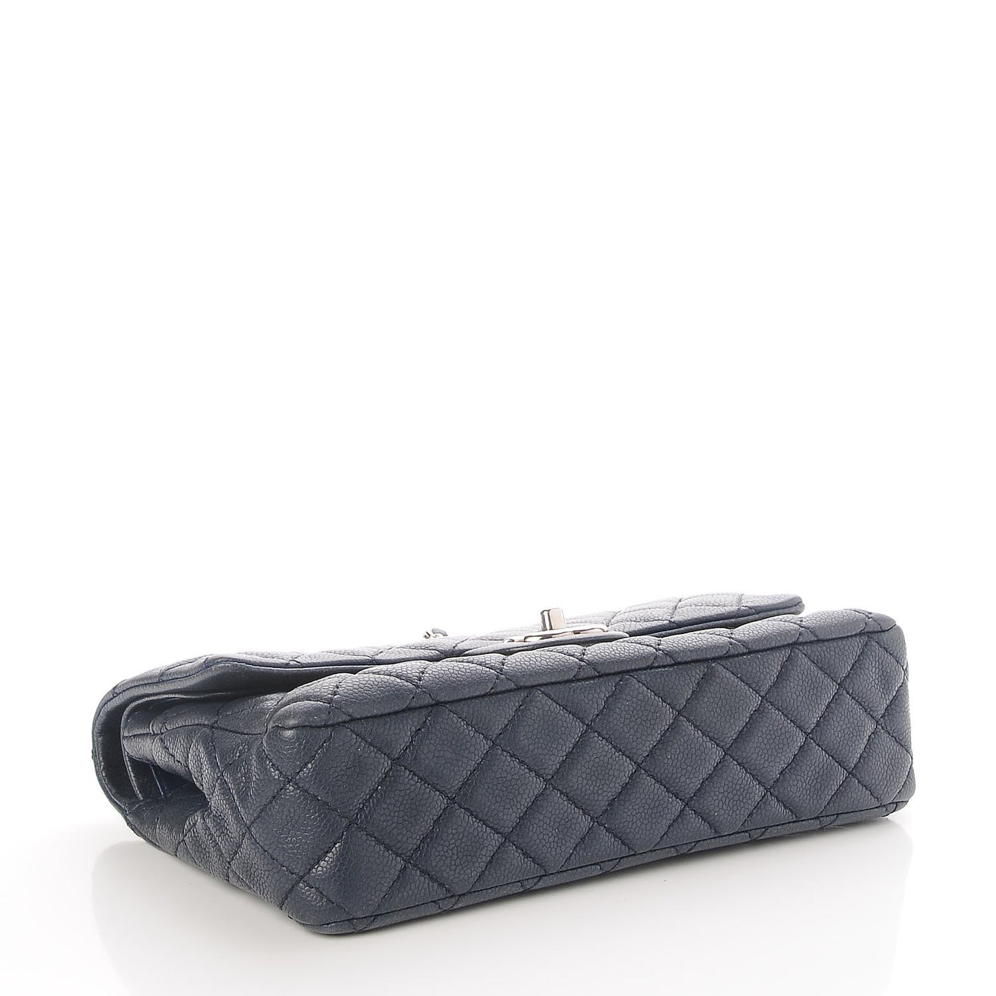 Caviar Quilted Medium Double Flap Navy