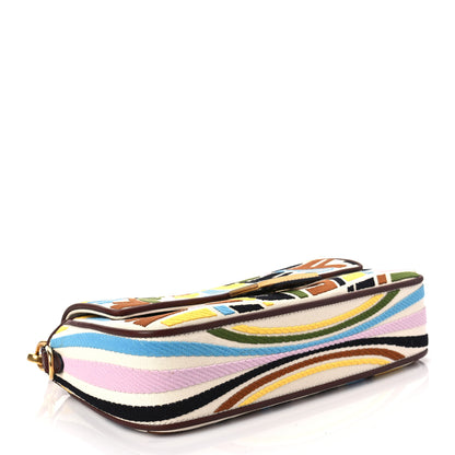 Fendi X SARA COLEMAN Canvas Vitello King Seta FF Fish Eye Embroidered Baguette Grezzo Multicolor Ghianda 4 of 6
