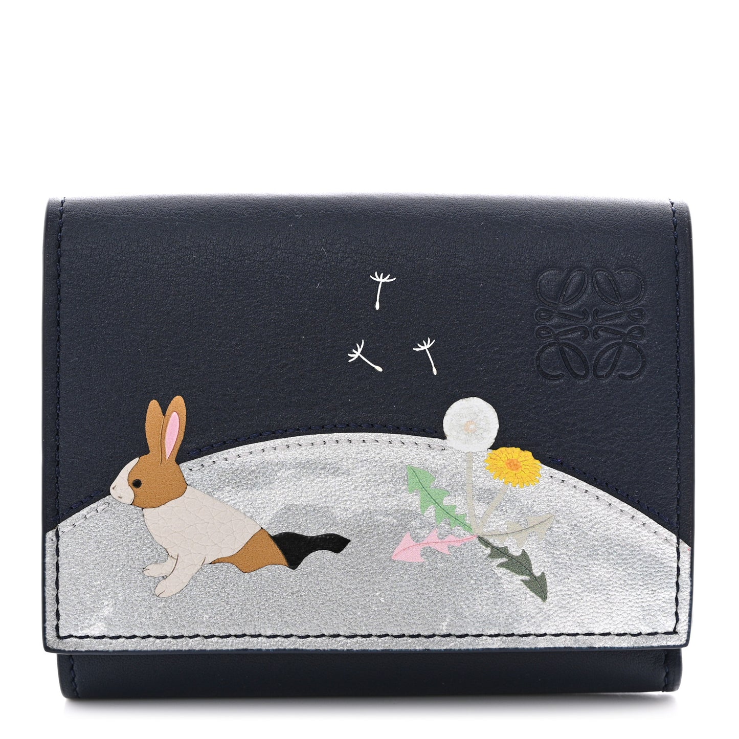 X SUNA FUJITA Nappa Bunny Trifold Wallet Deep Navy
