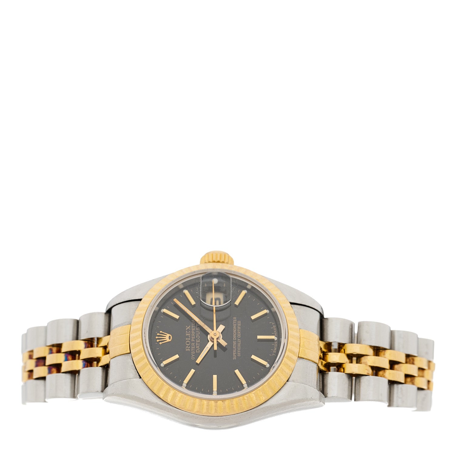 Rolex Stainless Steel 18K Yellow Gold 26mm Oyster Perpetual Datejust Watch Black 69173 2 of 4