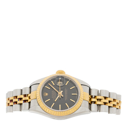 Rolex Stainless Steel 18K Yellow Gold 26mm Oyster Perpetual Datejust Watch Black 69173 2 of 4