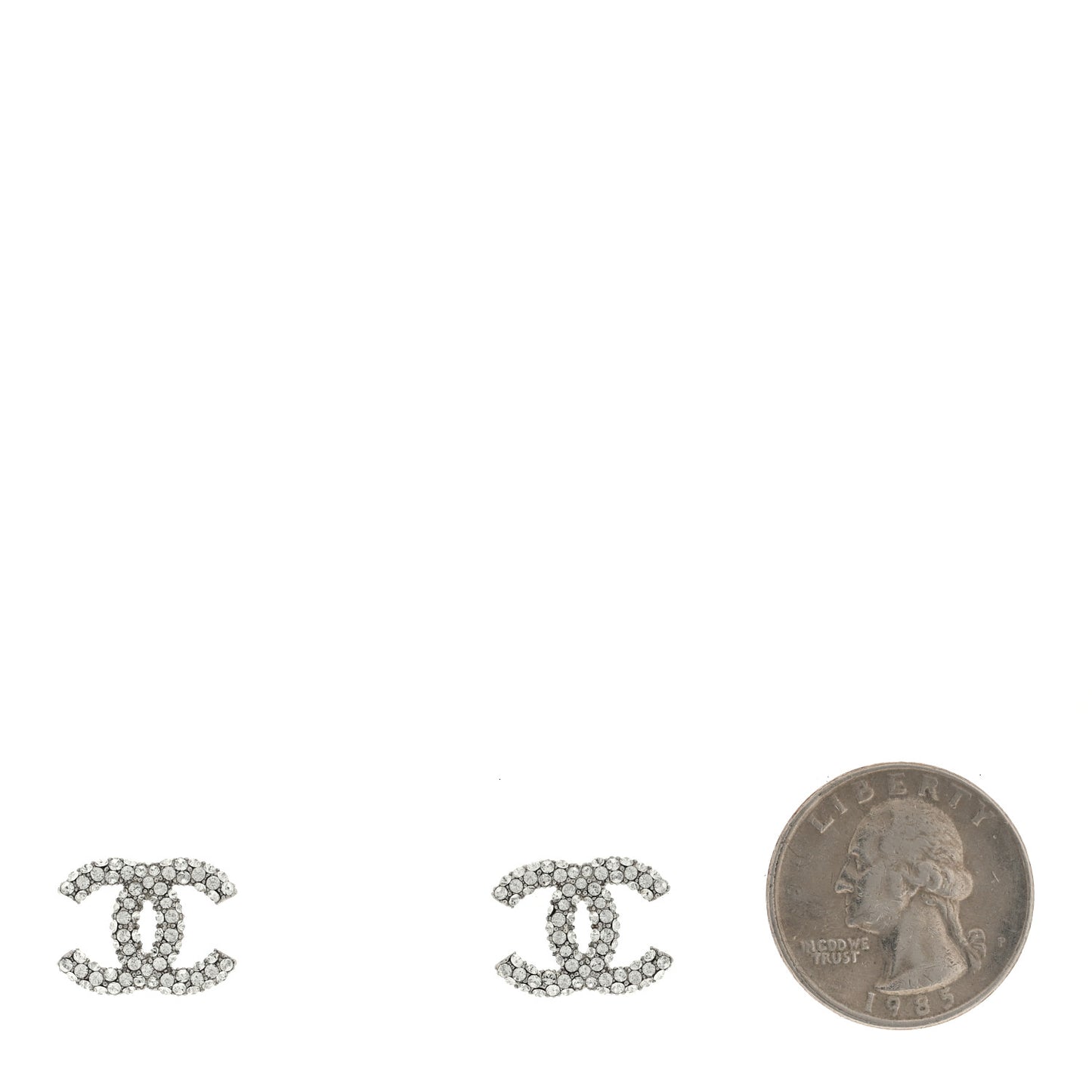 Crystal CC Treasure Chest Earrings Silver
