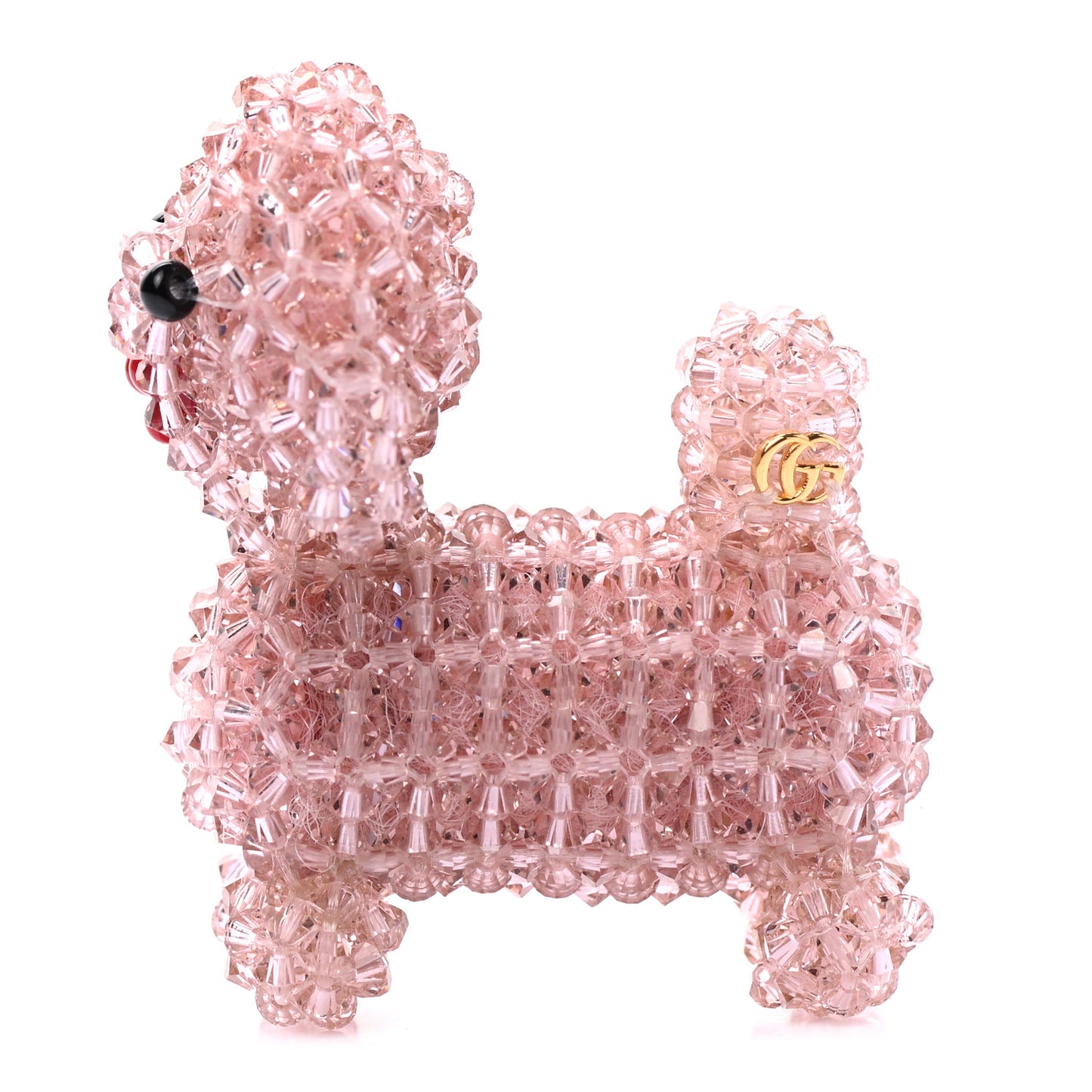 Beaded Dog Brooch Pink