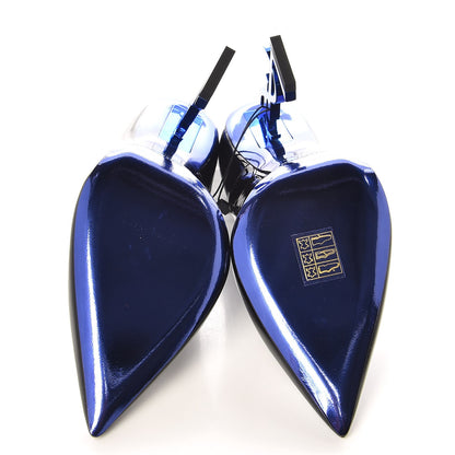 Saint Laurent Patent Opyum 100 Pumps 38 Black Blue Metal 5 of 9