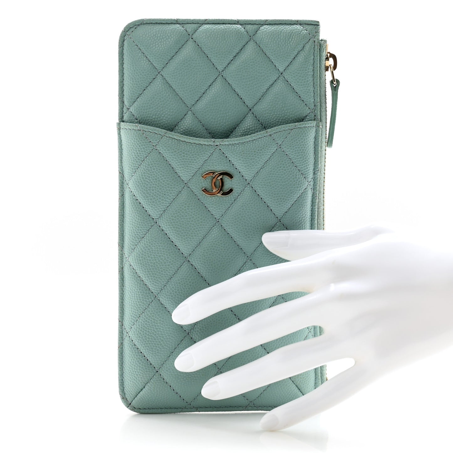 Caviar Quilted Classic iPhone Pouch Blue