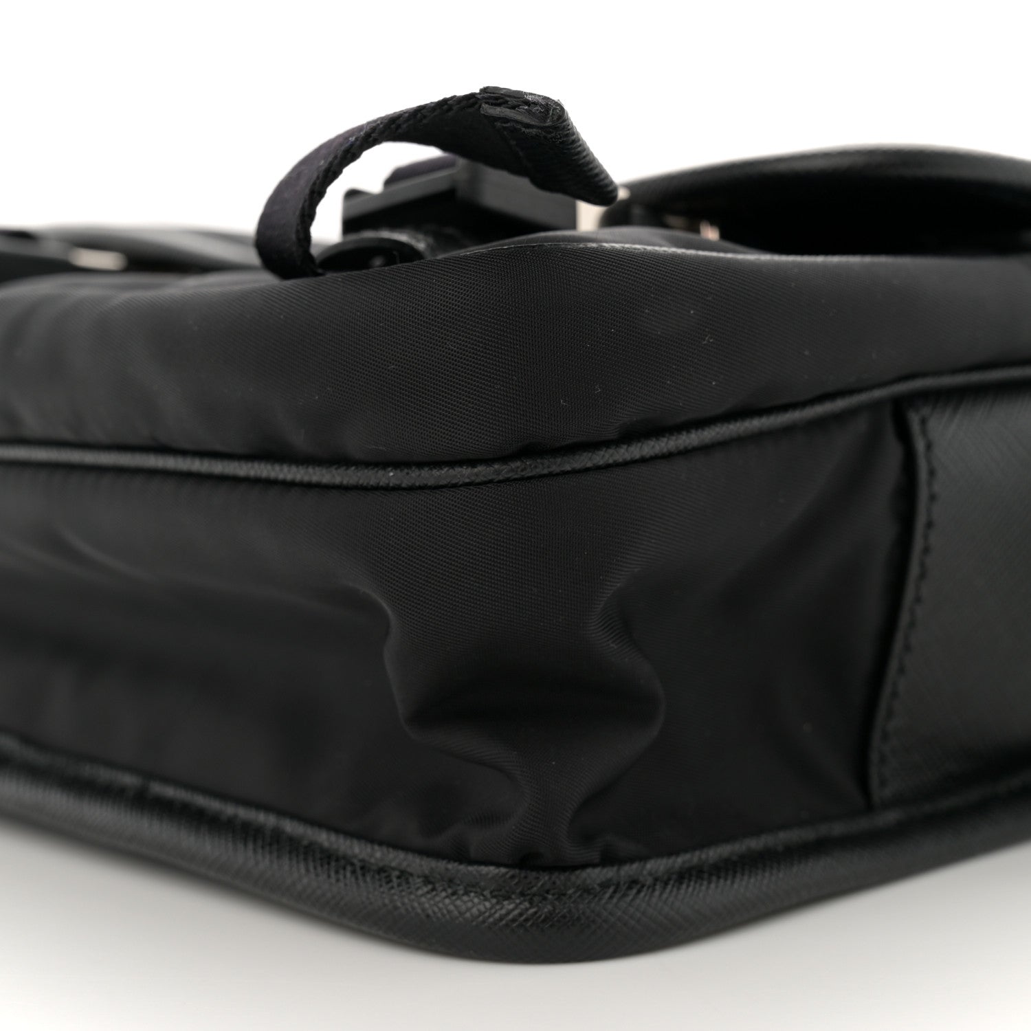 Prada Re-Nylon Saffiano Pocket Double Snap Buckle Shoulder Bag Black 10 of 14