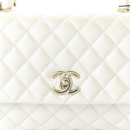 Chanel Iridescent Caviar Quilted Small Coco Handle Flap White 11 of 11