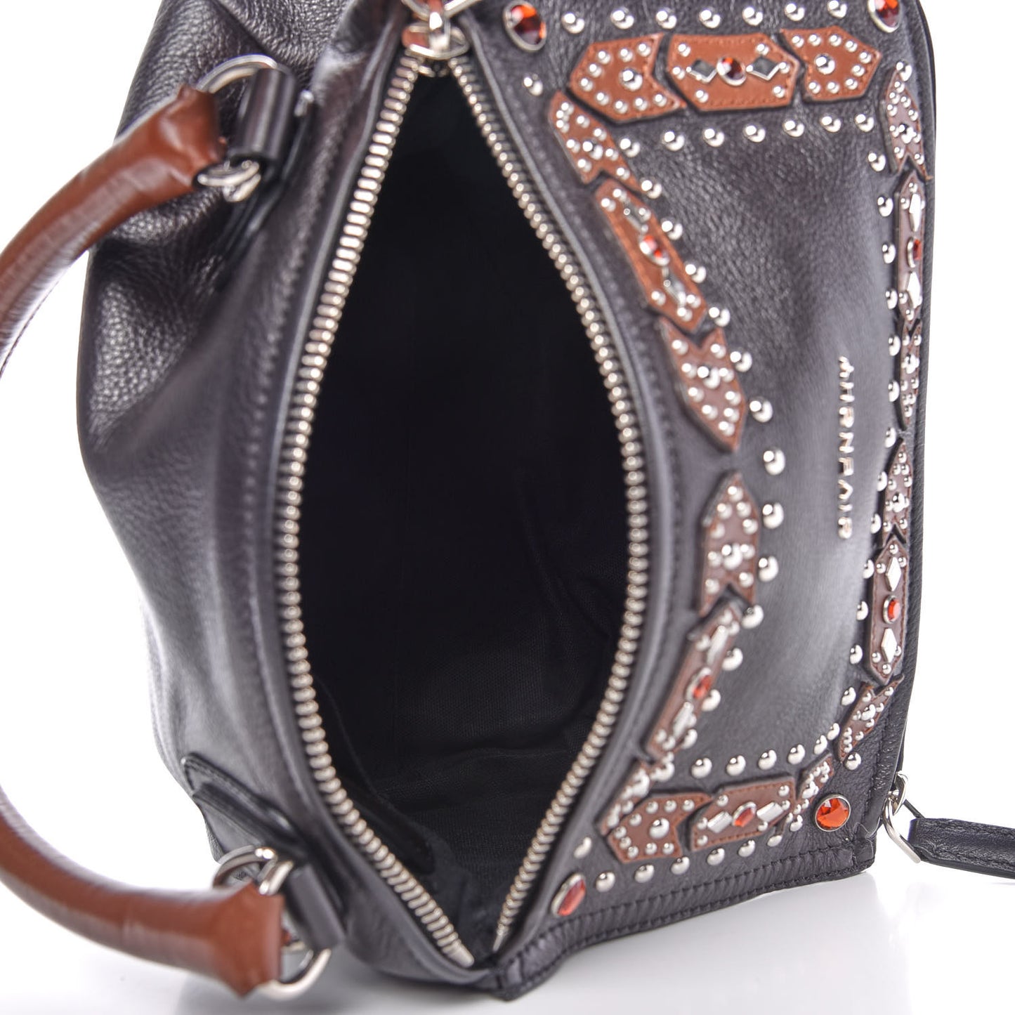 Calfskin Small Studded Pandora Black Brown