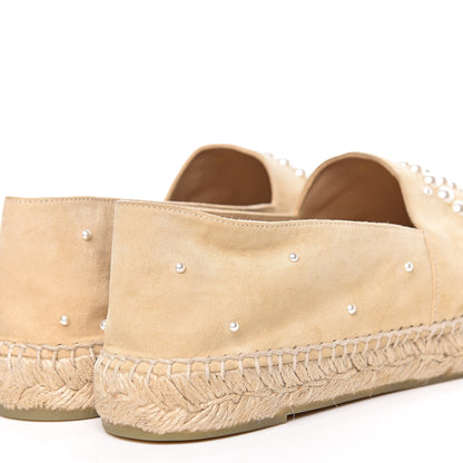 Chanel Suede Pearl CC Espadrilles 42 Beige Black 12 of 14