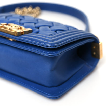 Chanel Lambskin Woven Mini Chateau Boy Flap Blue 10 of 10