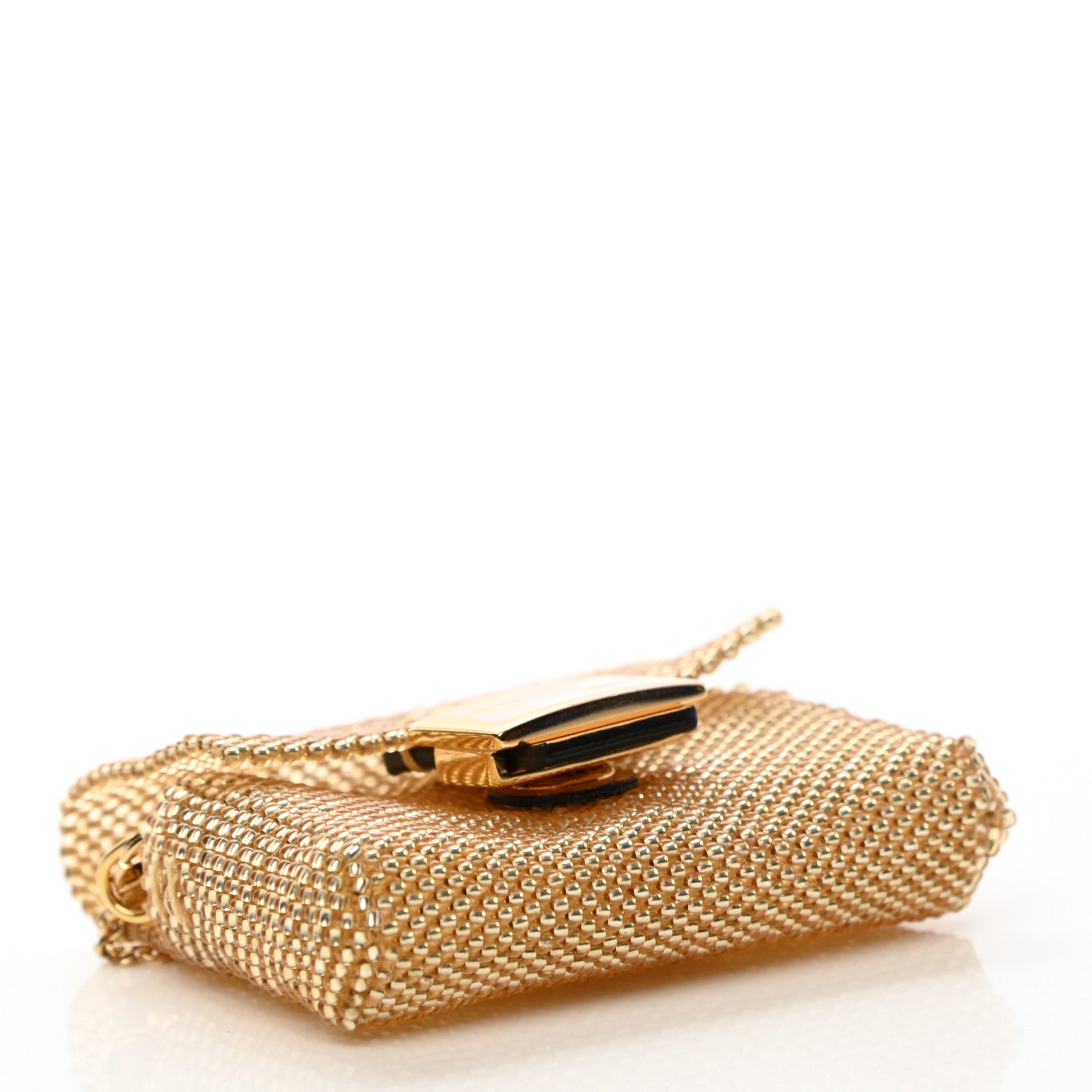 Fendi Glass Vitello King Beaded Mini Pico Baguette Charm Semolino 4 of 6