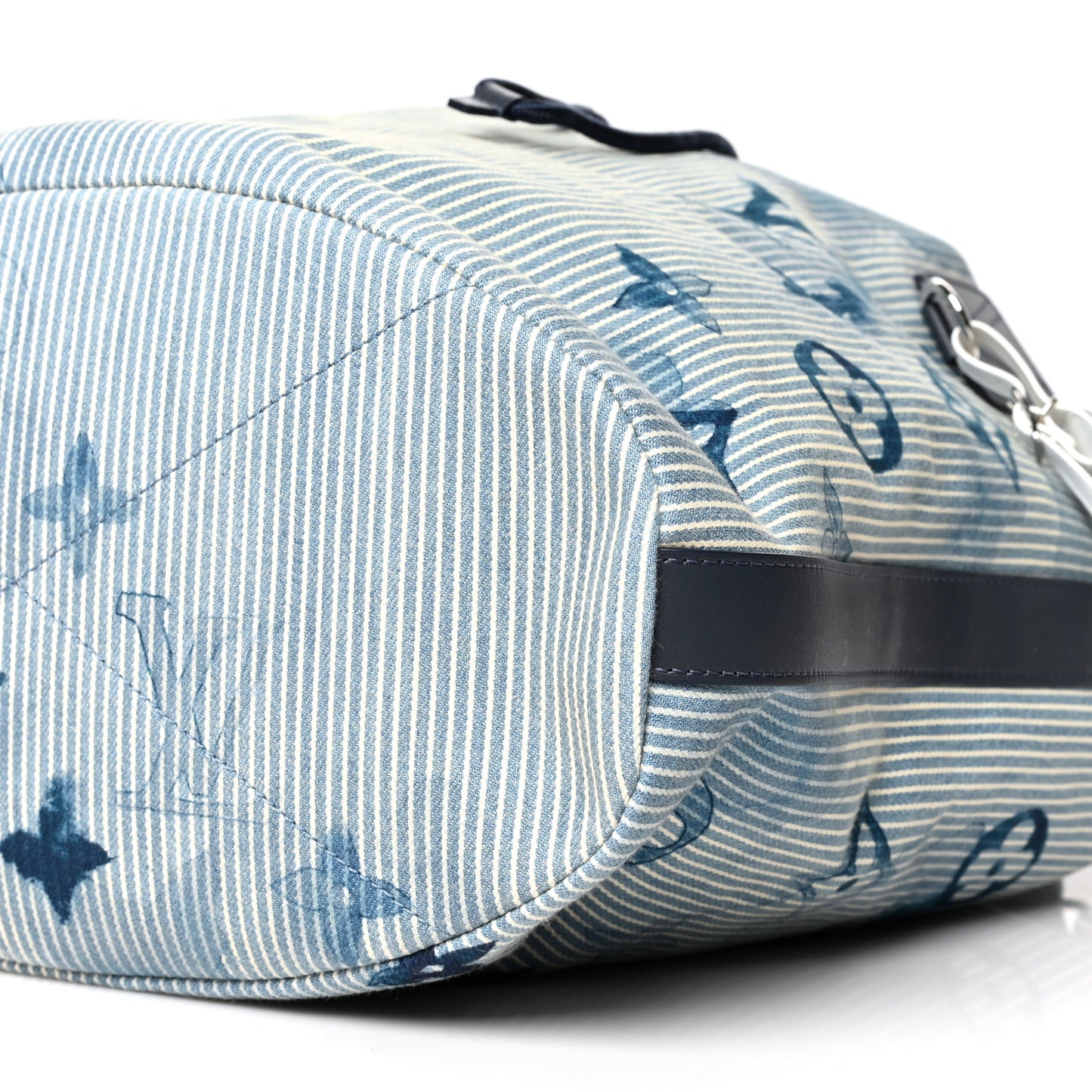 Hickory Stripes Denim Monogram Watercolor Sac Marin Blue