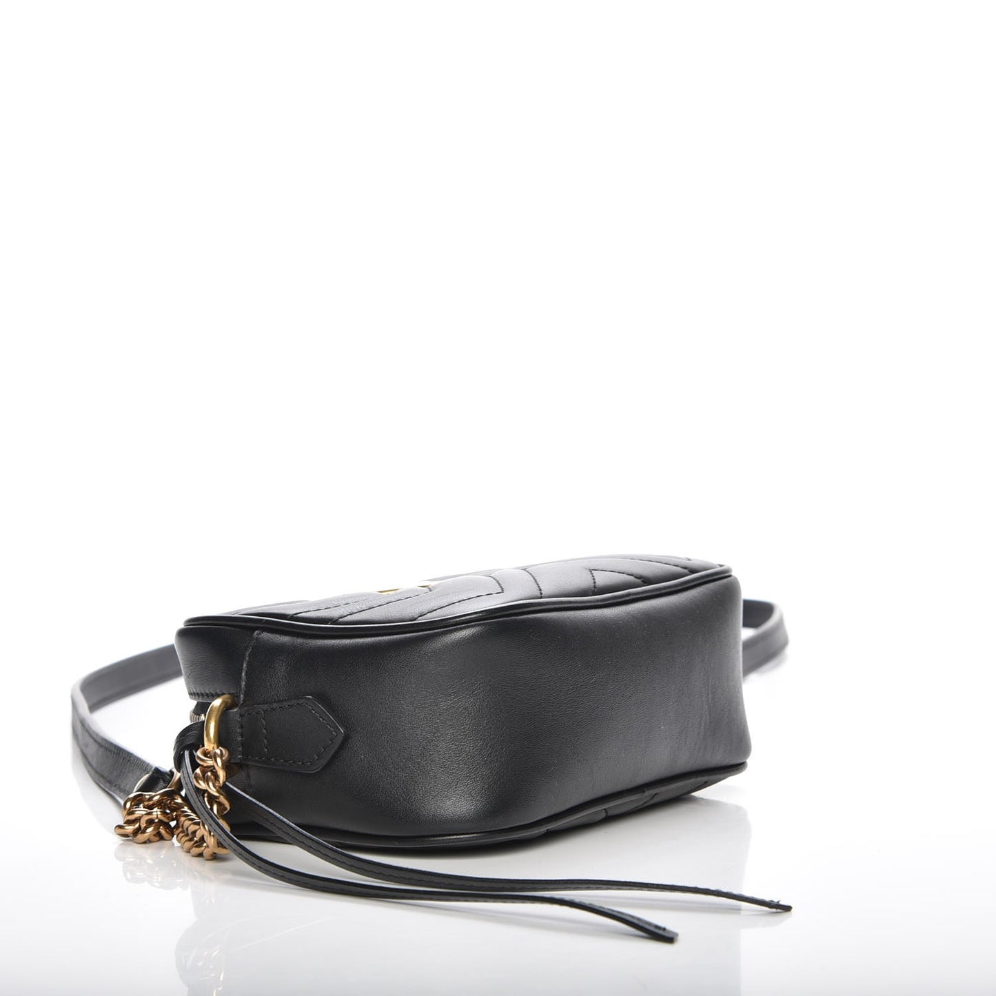 Calfskin Matelasse Mini GG Marmont Chain Shoulder Bag Black
