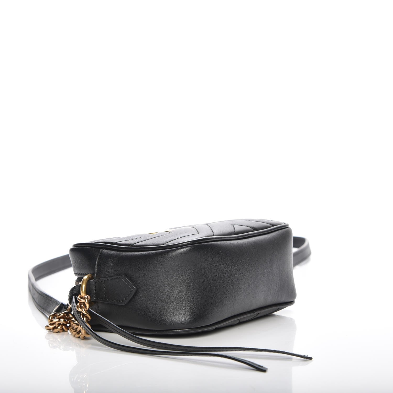 Gucci Calfskin Matelasse Mini GG Marmont Chain Shoulder Bag Black 4 of 7