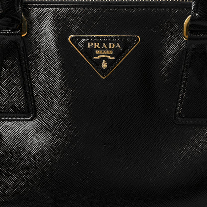 Prada Saffiano Vernice Mini Galleria Double Zip Tote Black 7 of 9