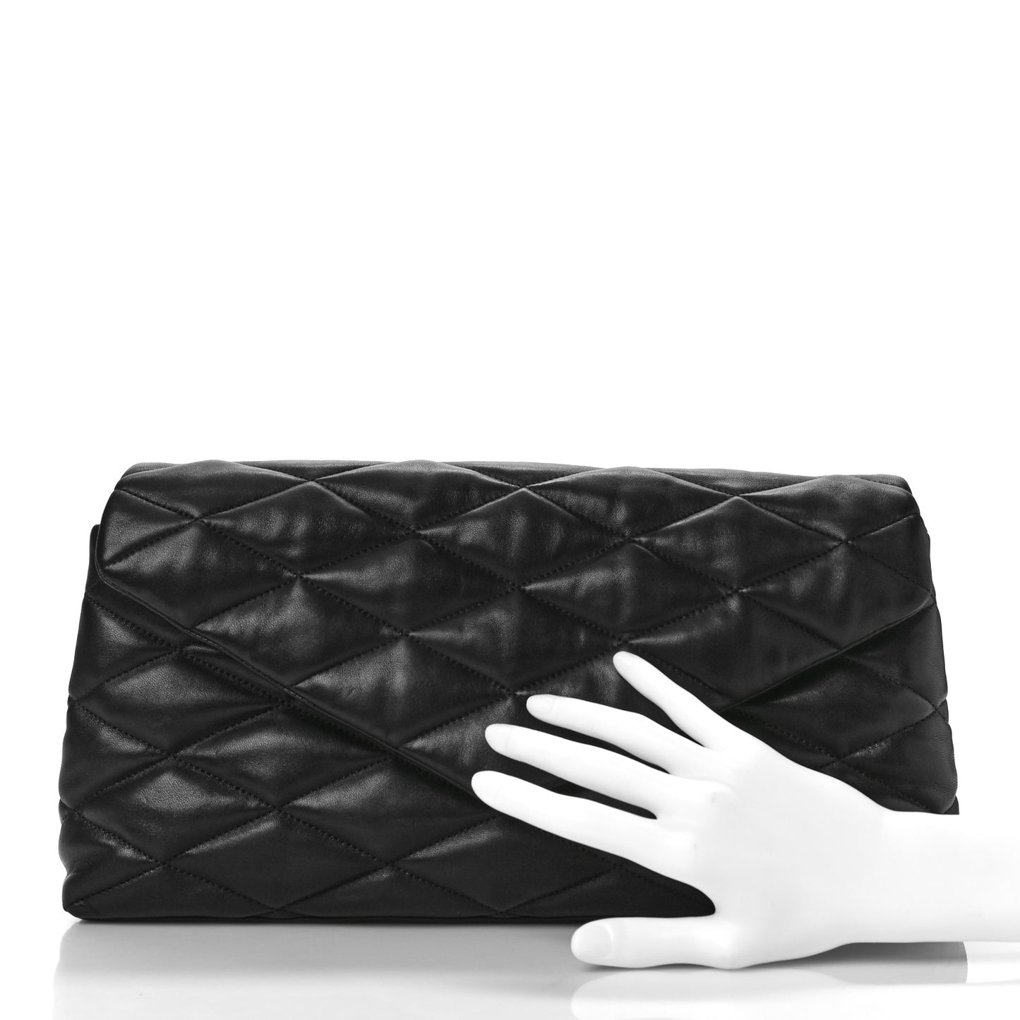 Lambskin Quilted Sade Puffer Envelope Clutch Black