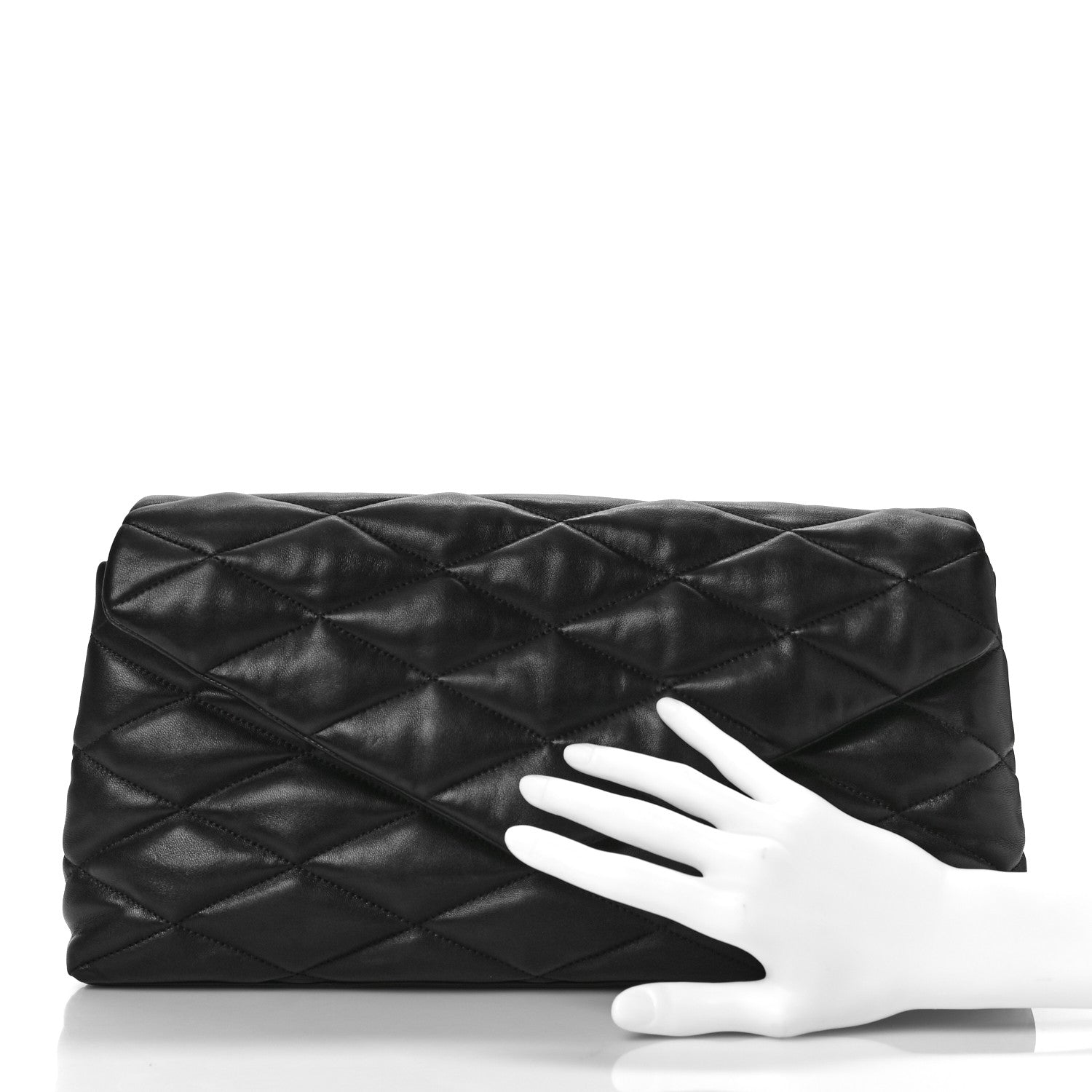 Saint Laurent Lambskin Quilted Sade Puffer Envelope Clutch Black 3 of 11