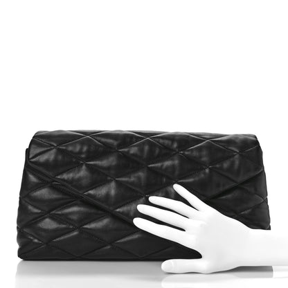 Saint Laurent Lambskin Quilted Sade Puffer Envelope Clutch Black 3 of 11