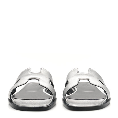 Hermes Metallic Epsom Oran Sandals 35.5 Argent 2 of 9