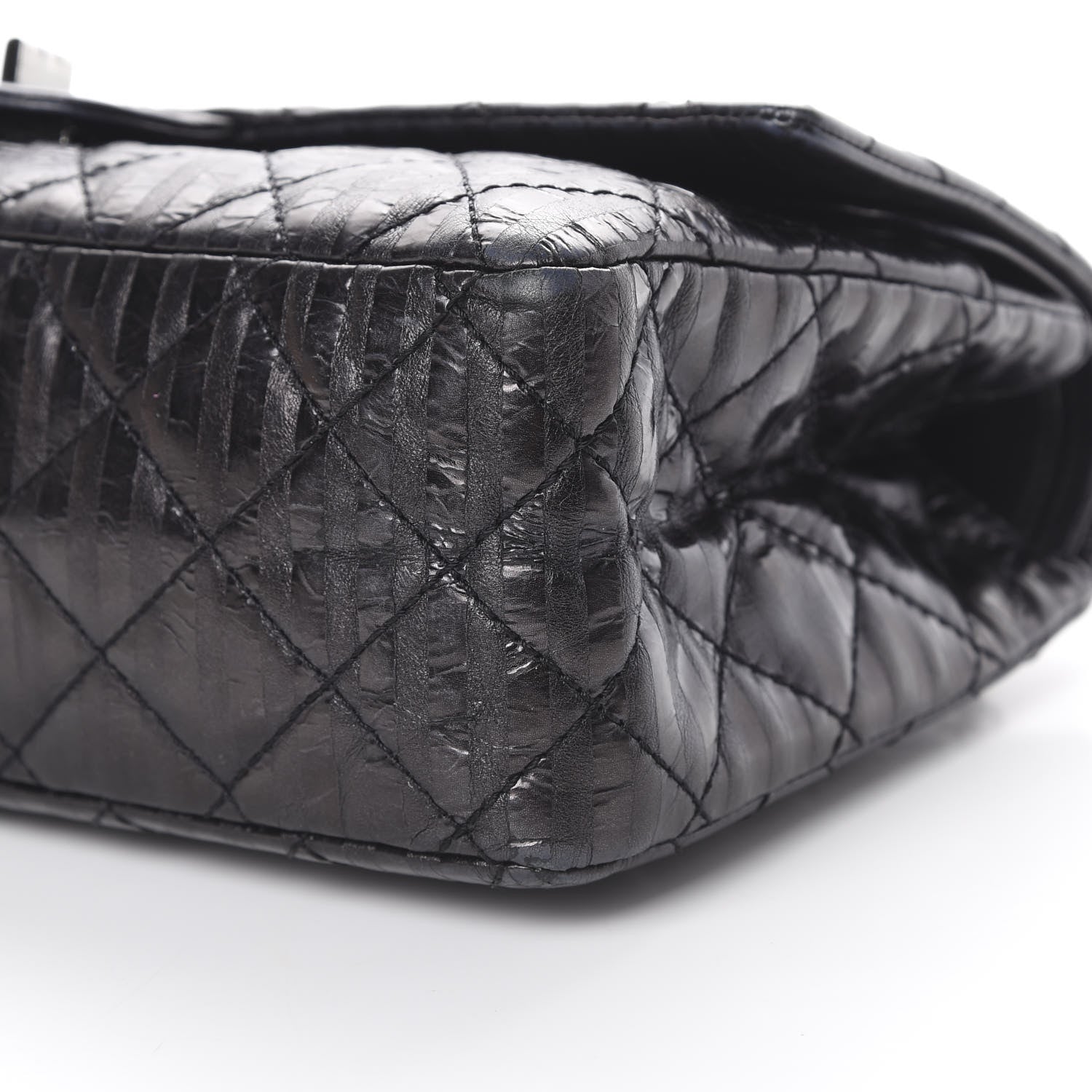 Chanel Metallic Calfskin Striped 2.55 Reissue 226 Flap Black 9 of 12