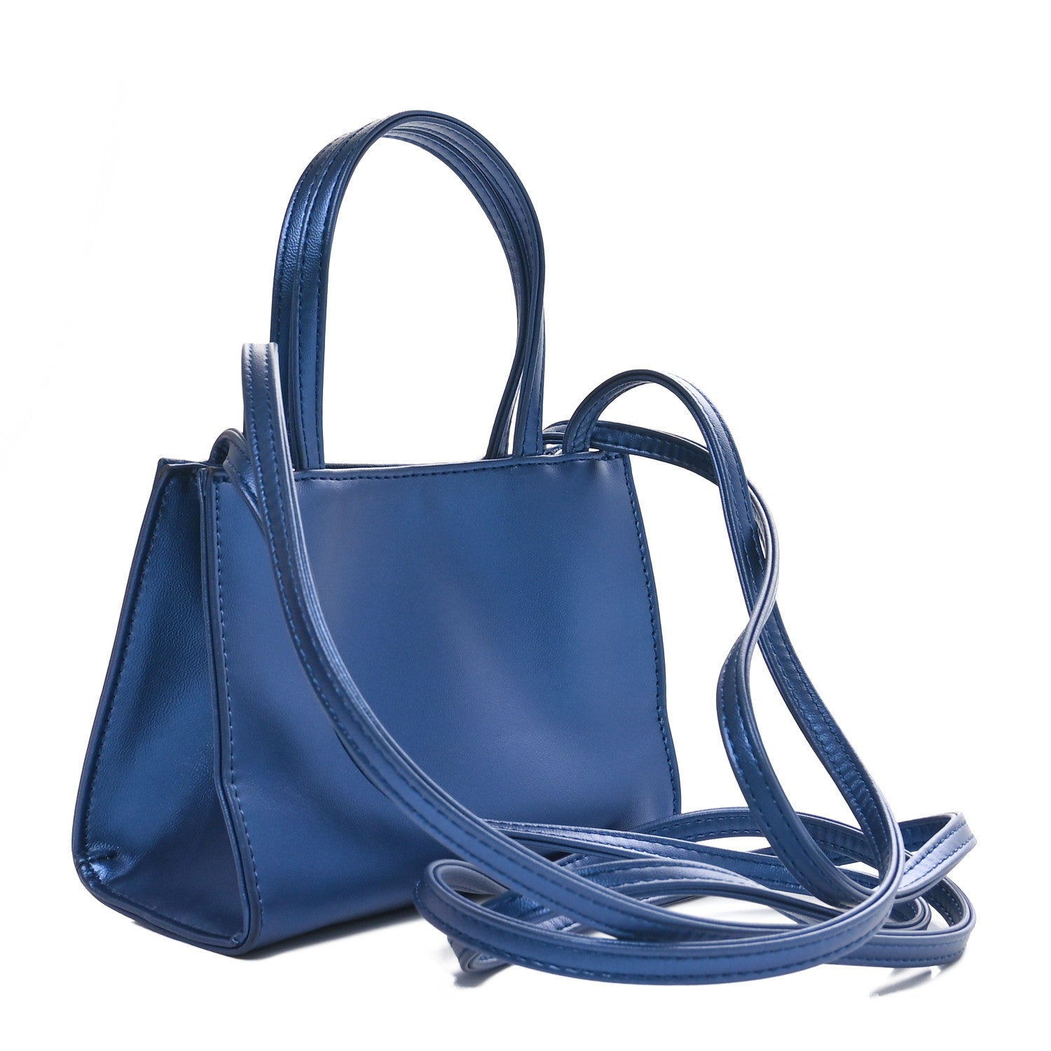 Telfar Metallic Vegan Leather Small Shopping Bag Cobalt 2 of 9