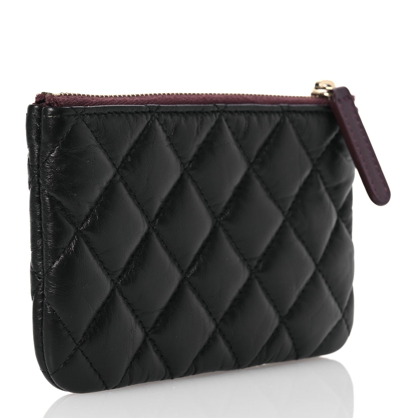 Aged Calfskin Quilted Small Lucky Charms Cosmetic Case Black