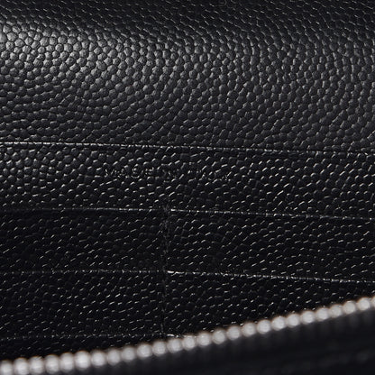 Saint Laurent Grain De Poudre Matelasse Chevron Medium Monogram Chain Wallet Black 7 of 10