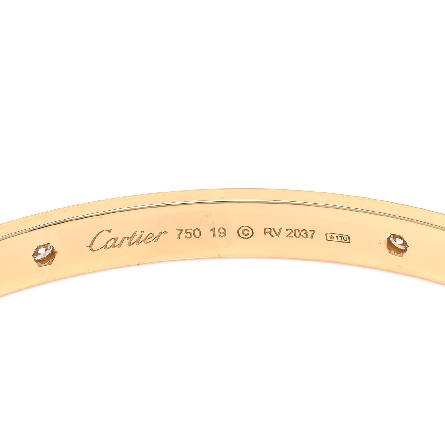 18K Yellow Gold 4 Diamond LOVE Bracelet 19