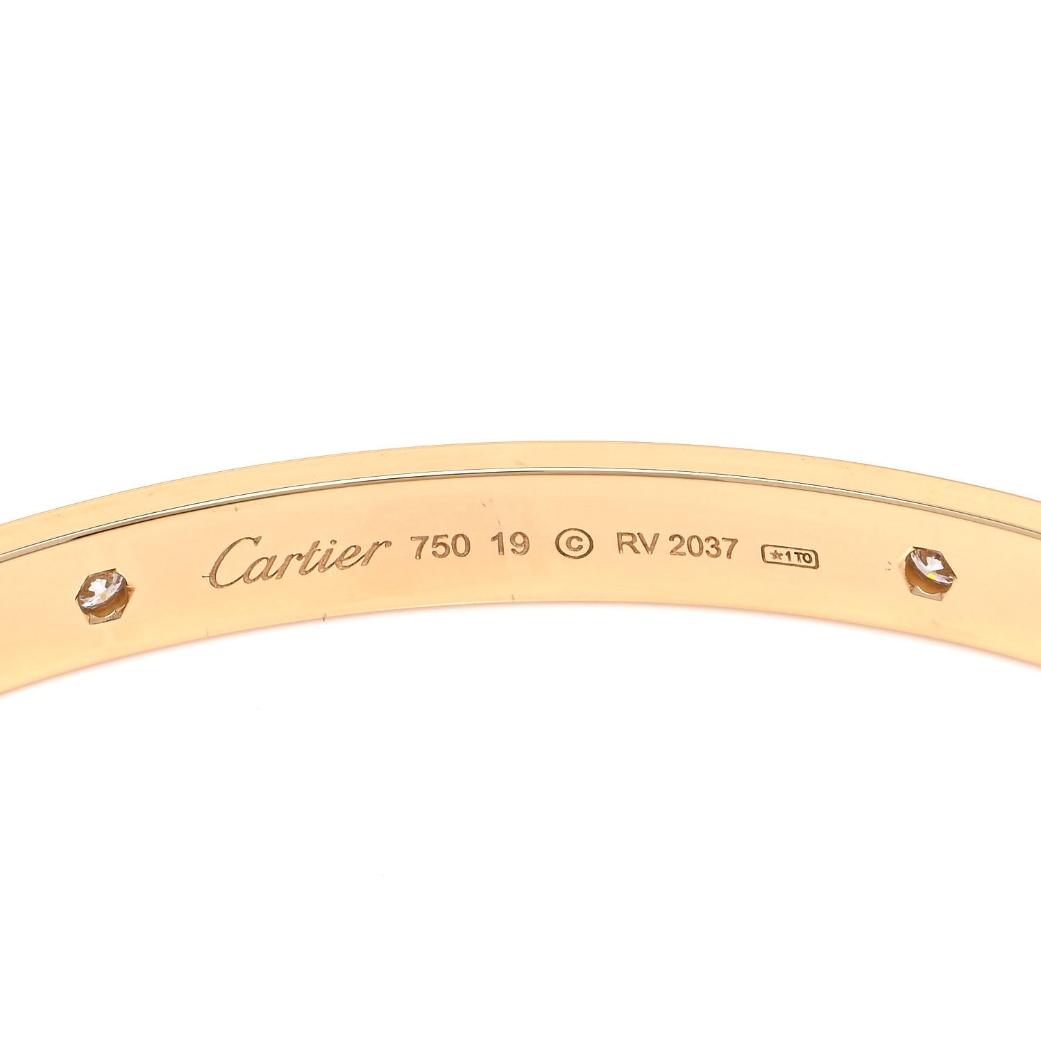 Cartier 18K Yellow Gold 4 Diamond LOVE Bracelet 19 4 of 6