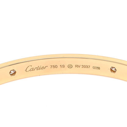 Cartier 18K Yellow Gold 4 Diamond LOVE Bracelet 19 4 of 6