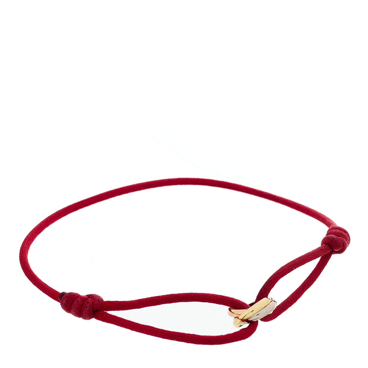 Cartier 18K Pink Yellow White Gold Trinity Cord Bracelet Red 1 of 4