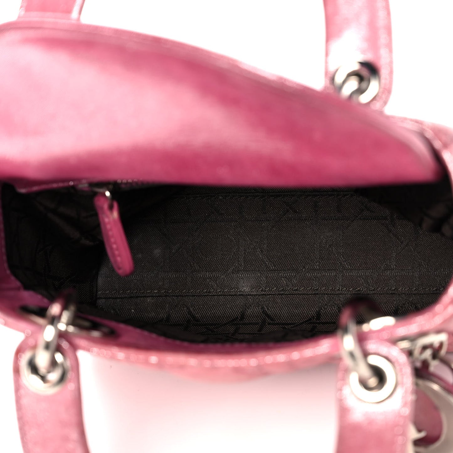 Metallic Lambskin Cannage Mini Lady Dior Rose Cherie