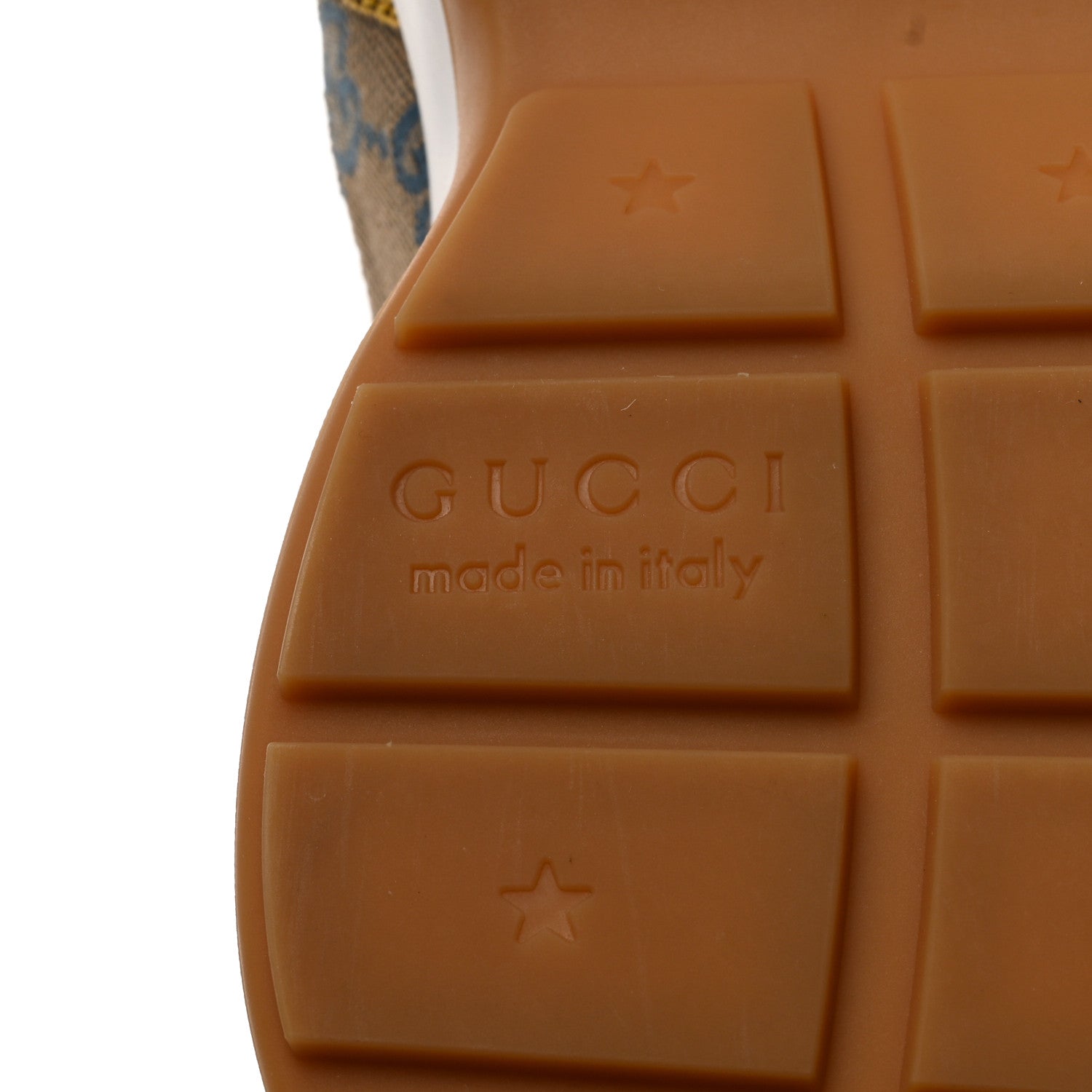 Gucci Monogram Multicolor Mens Rhyton Sneakers 4.5 Yellow Blue 6 of 8